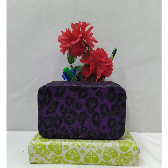 Coach Purple Canvas Zip Around Travel Jewelry Box - Picture 2 of 12